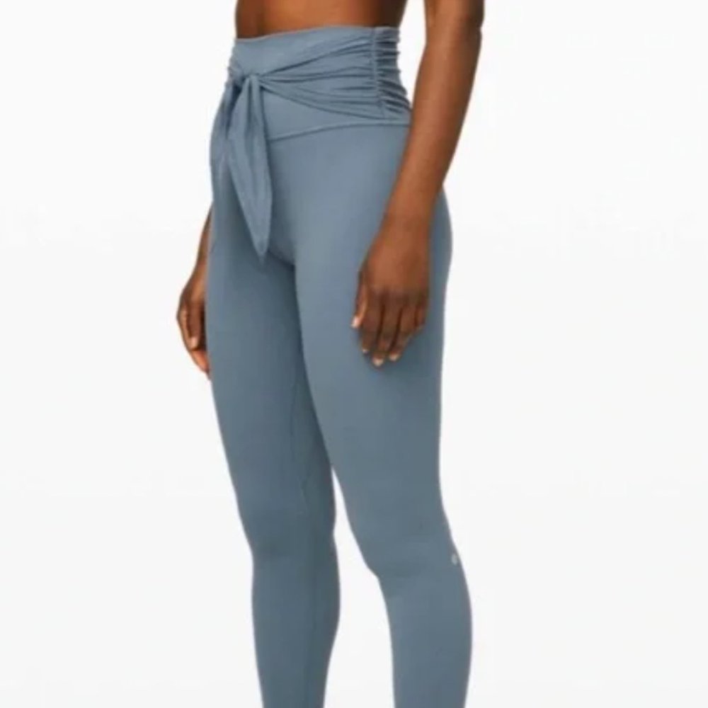 Lululemon Athletica Align Pant 28” Wrap Waist Blue Charcoal Leggings Grey